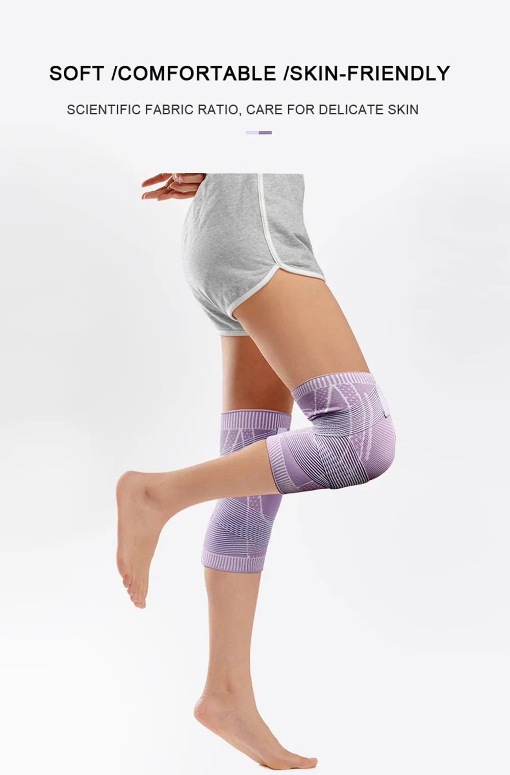 Sports Compression Knee Support Sleeve Elastic Kneepad Brace Silicone Pad 1 PCS