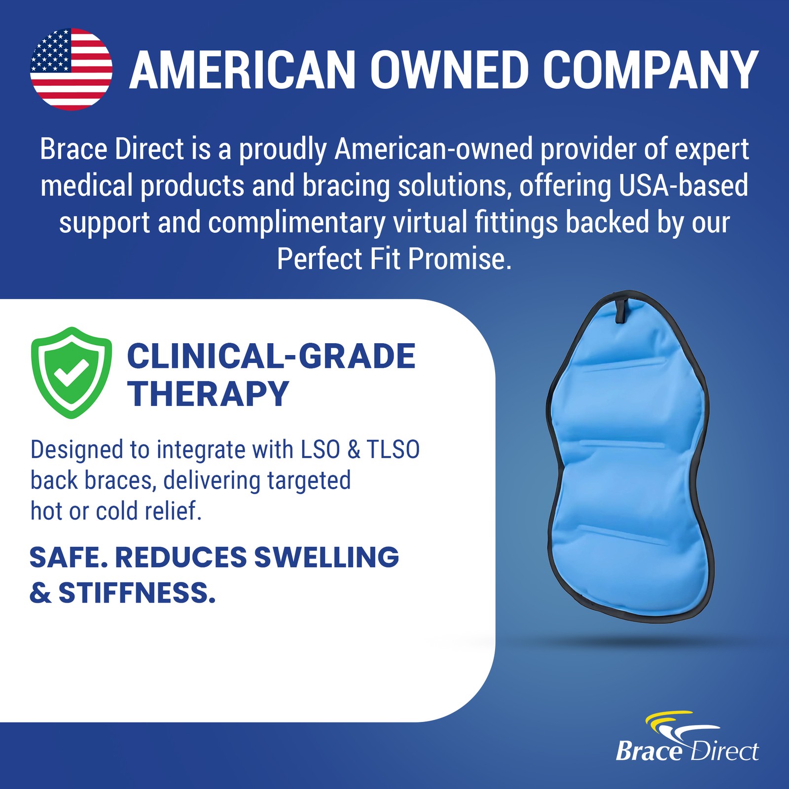 Brace Direct Back Brace Hot/Cold Therapy Pack – Small, Oval & Large – Reusable