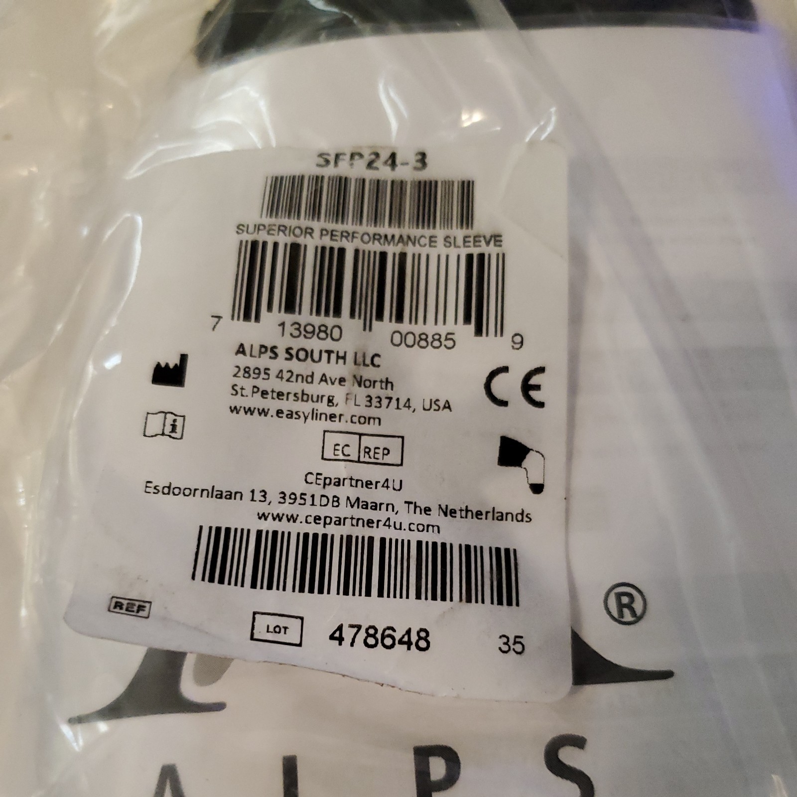 Alps Superior Performance Prosthetic Sleeve SFP24-3. 3mm Thickness. New. Size 24
