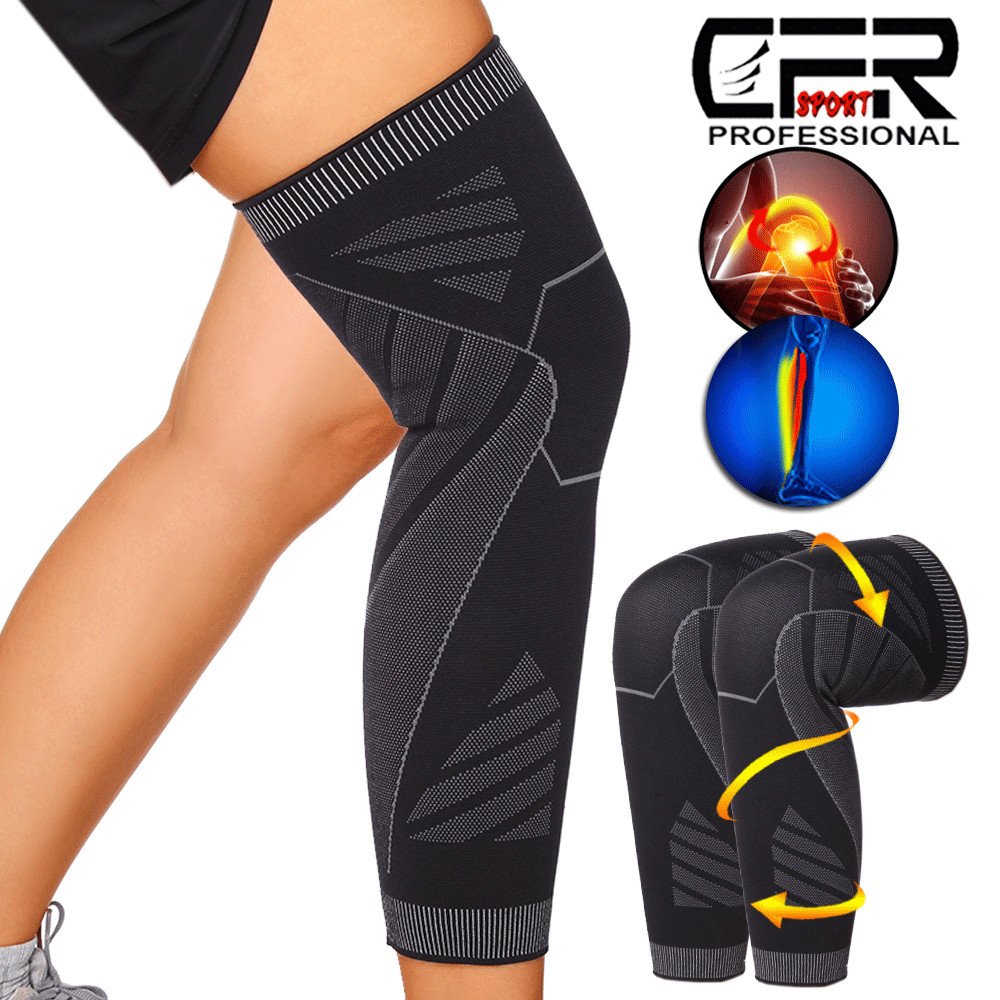 Full Leg Knee Support Compression Sleeve Brace Sport Joint Pain Relief Arthritis