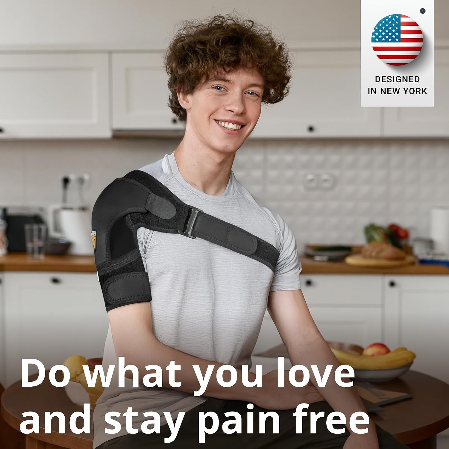 Black Rotator Cuff Support Brace for Men & Women – Adjustable X-Small Size