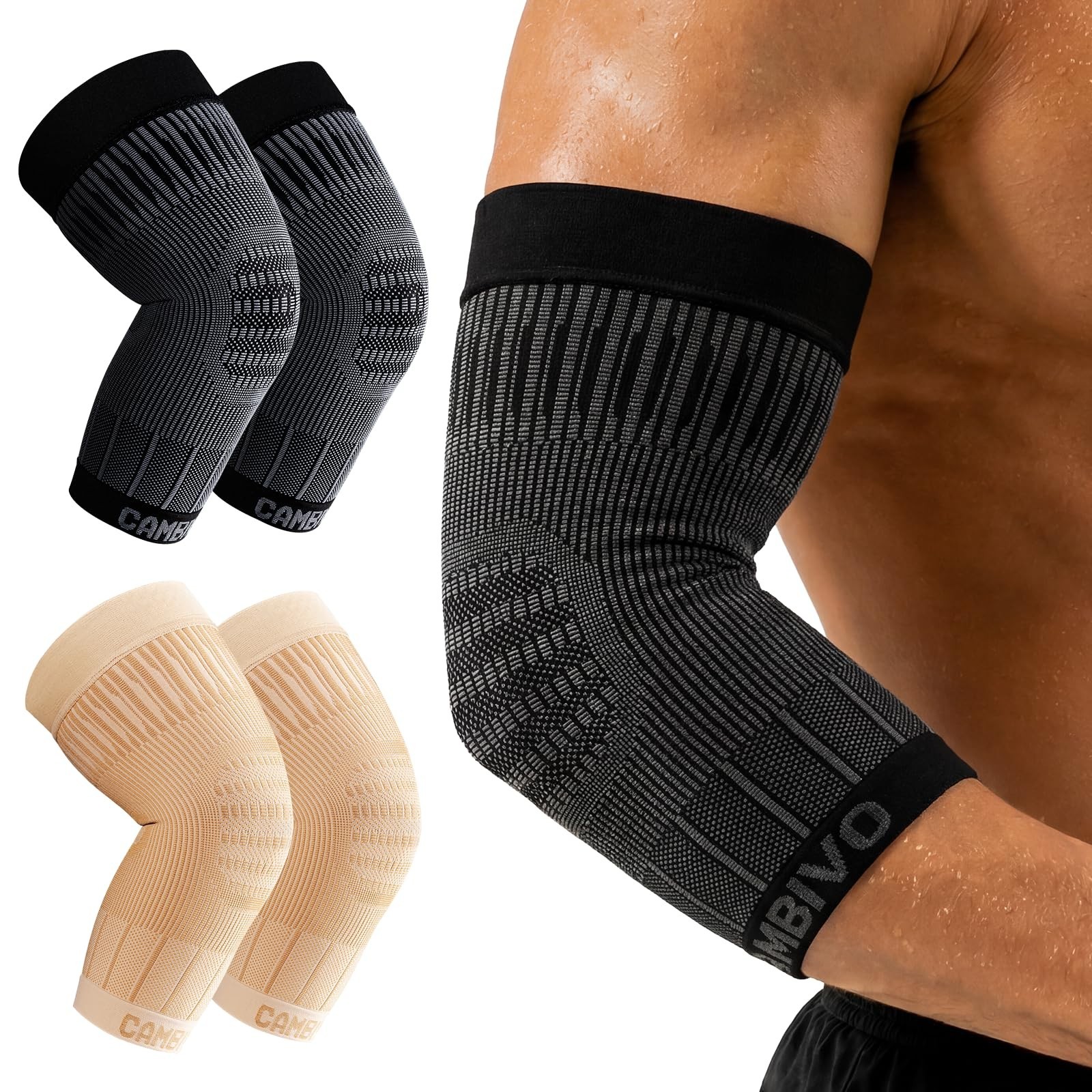 2 Pack Tennis Elbow Compression Sleeves – Lightweight Support Brace for Pain Rel