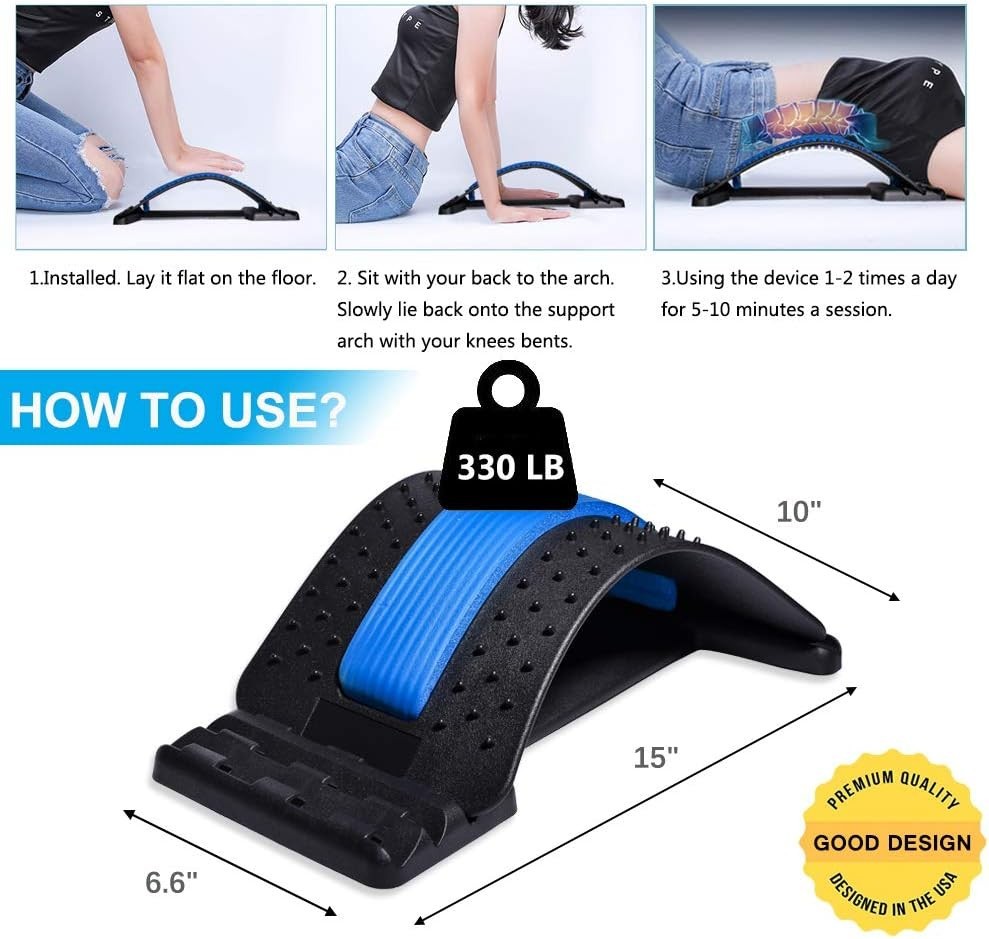 Back Stretcher for Lower Back Pain Relief, 3 Level Adjustable Lumbar Cracker Boa
