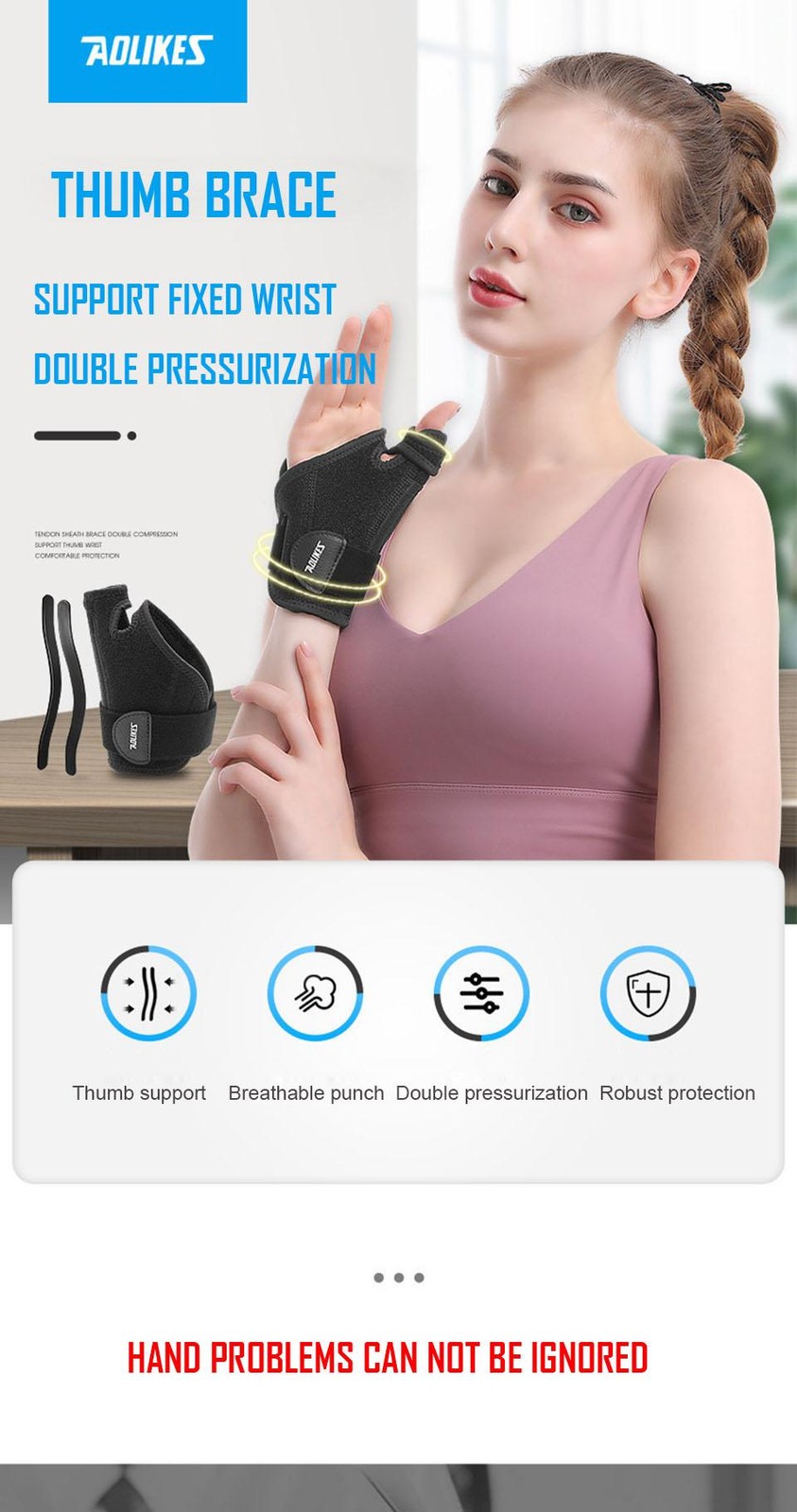 Aolikes 1pcs Wrist Brace Support Sprain Forearm Splint Band Strap Wristband Wris