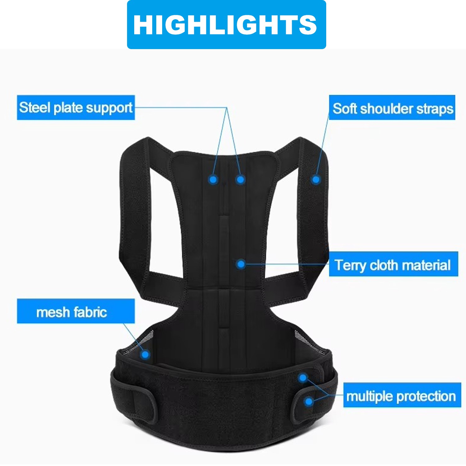 Adjustable Posture Corrector Low Back Support Shoulder Brace Belt Men & Women