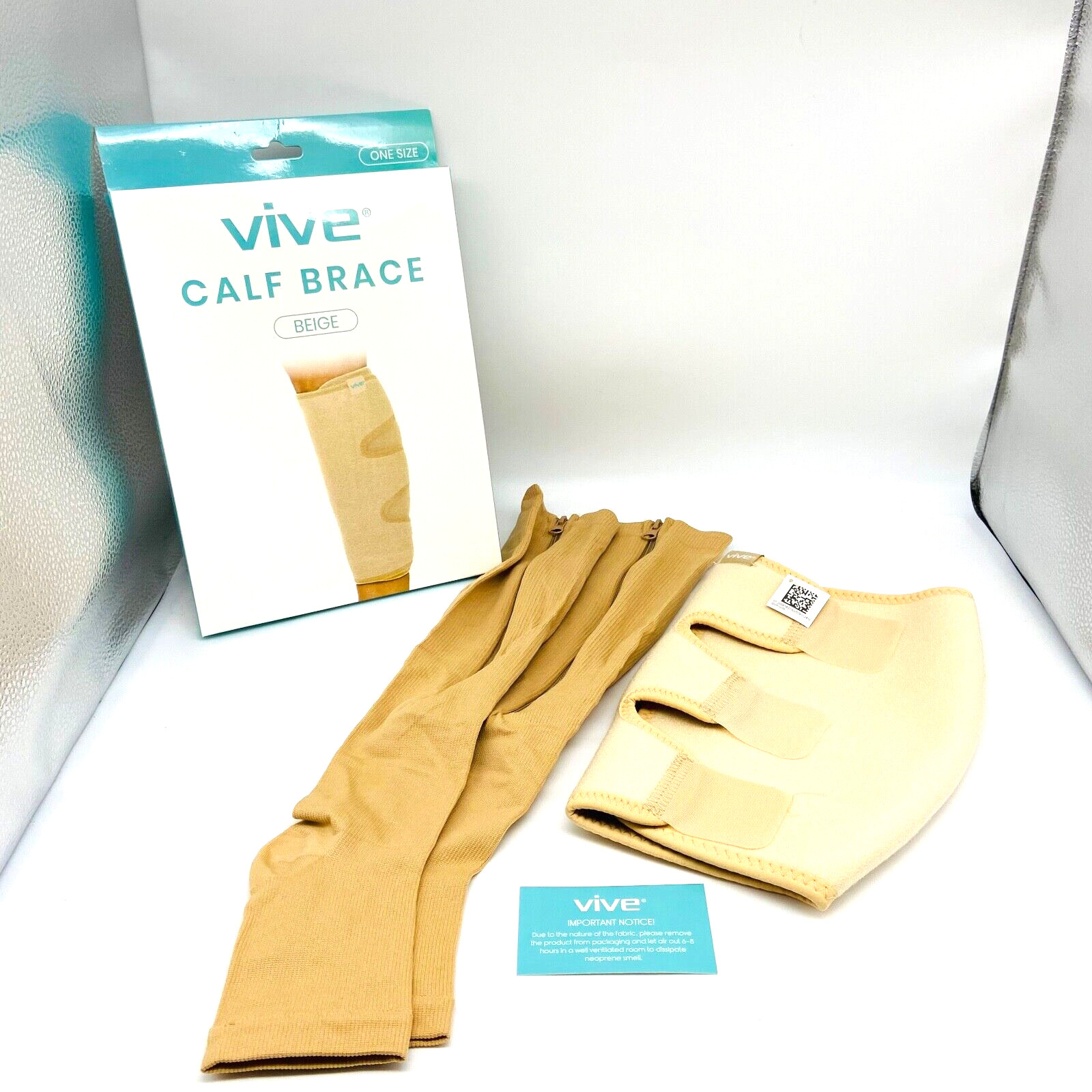 VIVE Calf Brace Beige For Right or Left Calf Up to 20 Circumference SUP1030BGE