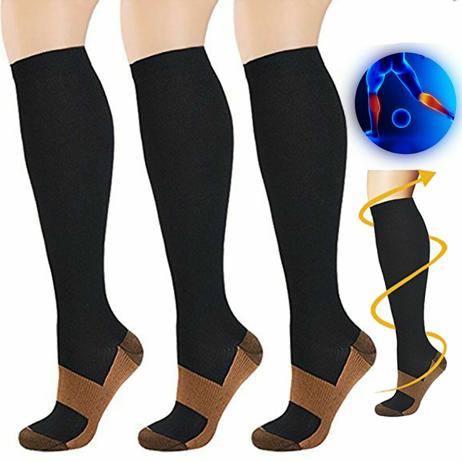 Men Compression Socks Winter Warm Athletic Sport Thick Boot Stockings for Hiking
