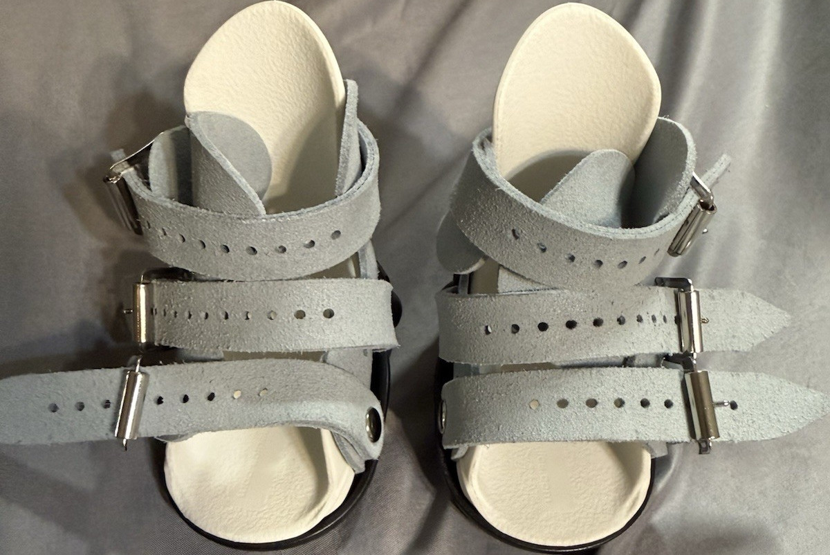 Gray Adjustable Foot Orthosis Brace Leather Metal Size S Immobilization