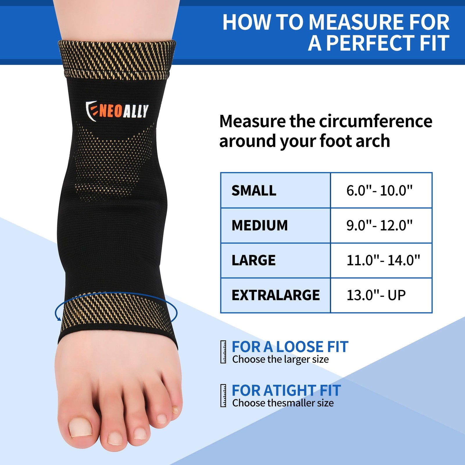 NeoAlly Copper Ankle Support Brace Compression Sleeve with Silicone Medium