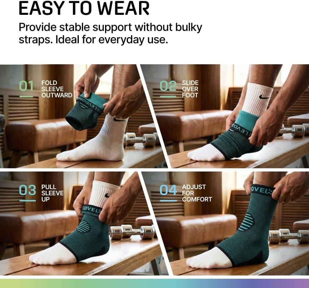 Ambidextrous Ankle Support Compression Socks for Active Lifestyles – 2 Pack