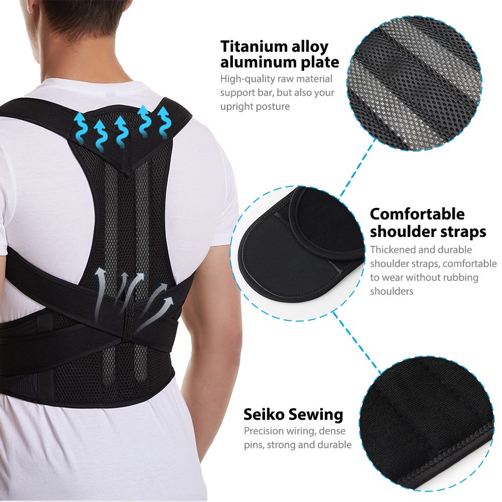 Adjustable Posture Corrector Low Back Support Shoulder Brace Belt for Men Women