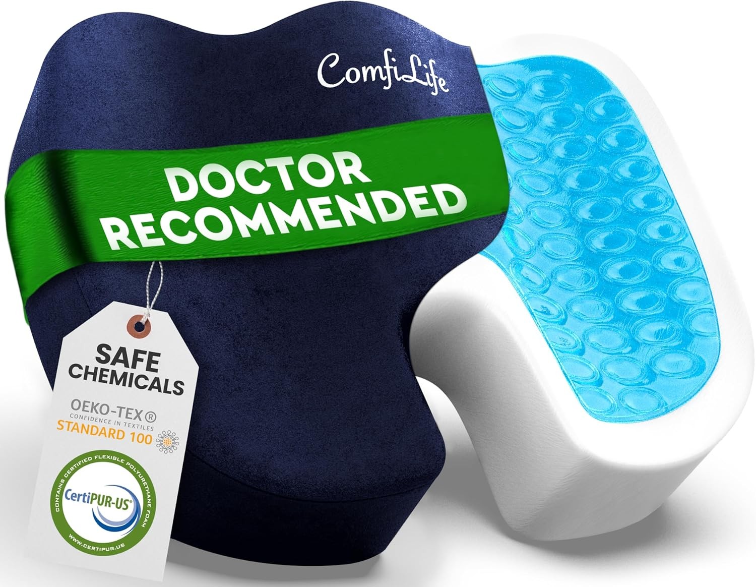 ComfiLife Gel Enhanced Seat Cushion – Office 17.5″ x 13.7″ x 2.8″, Navy Blue