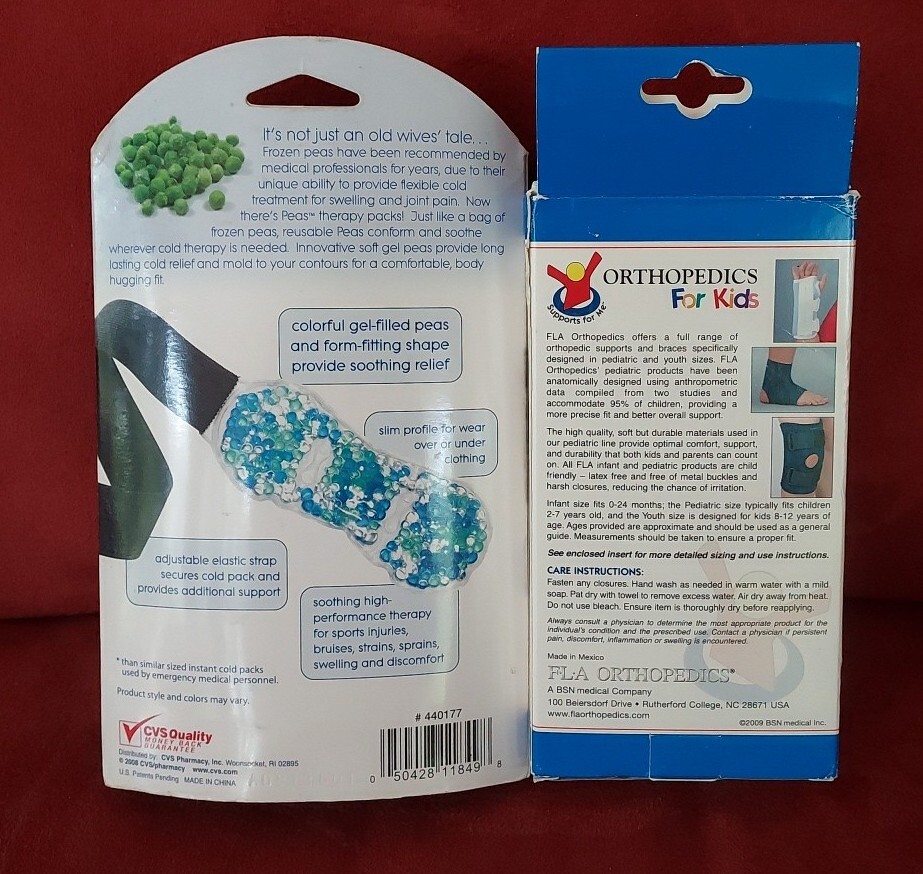 Kids Pediatric Wrist Splint LEFT Hand & Peas Cold Therapy Youth First Aid