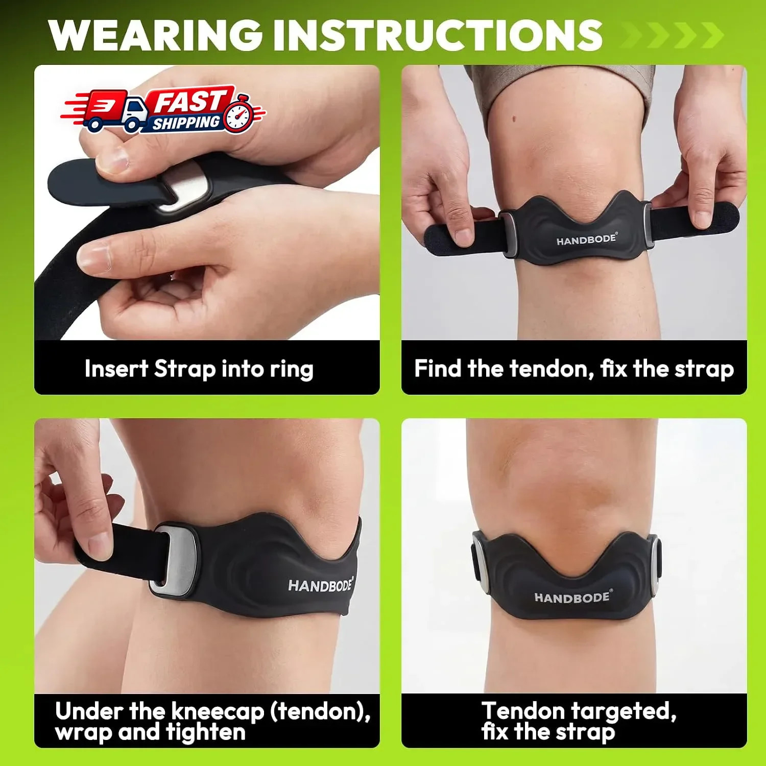 Patellar Tendon Support Strap, Silicone Knee Brace for Men Women, Adjustable Pat