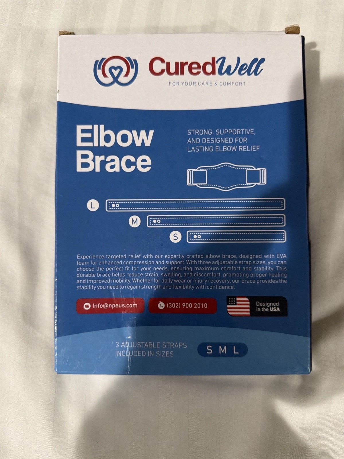CuredWell Elbow Brace – Adjustable Support Strap for Elbow Pain Relief (S/M/L)