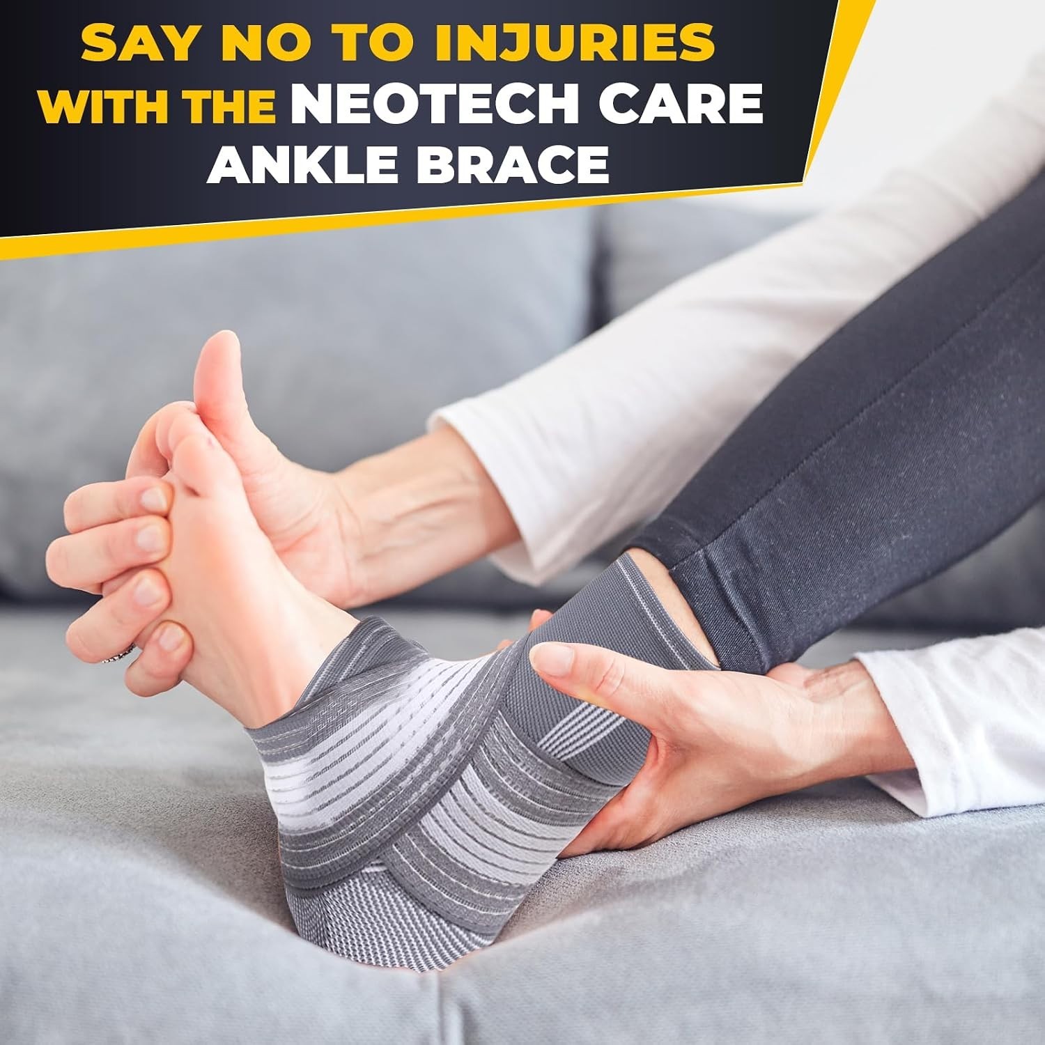 Adjustable Ankle Support Brace Gray, Size M, 1 Unit