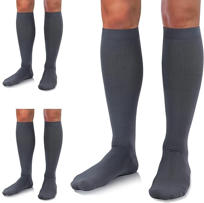 3 Pairs Medical Compression Socks for Women and Men 20-30 mmHg Knee High Socks