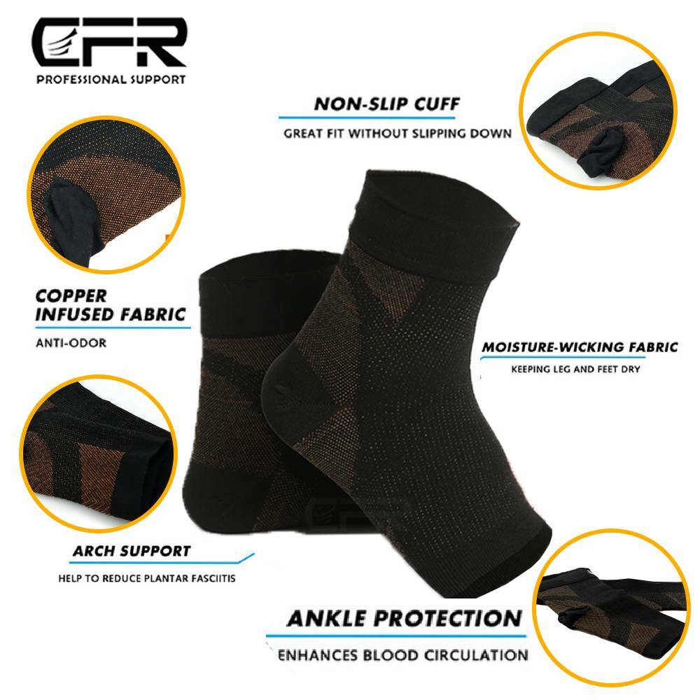 Copper Foot CFR Plantar Fasciitis Arch Support Compression Ankle Brace Socks CFR