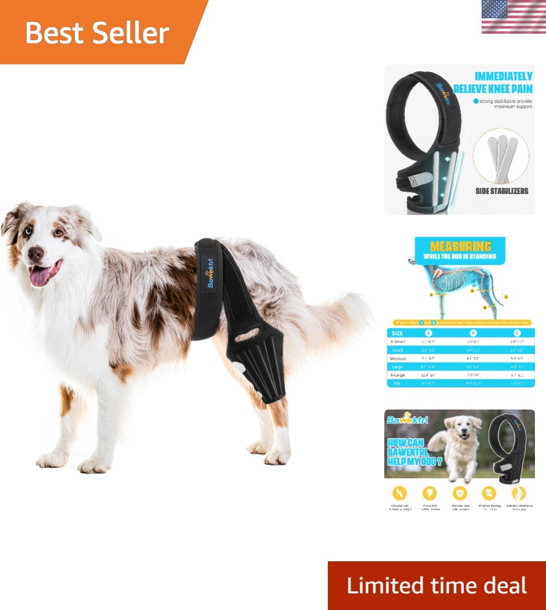 Dog Knee Brace for Torn ACL Hind Leg, Rear Leg Brace Support for Cruciate Lig…