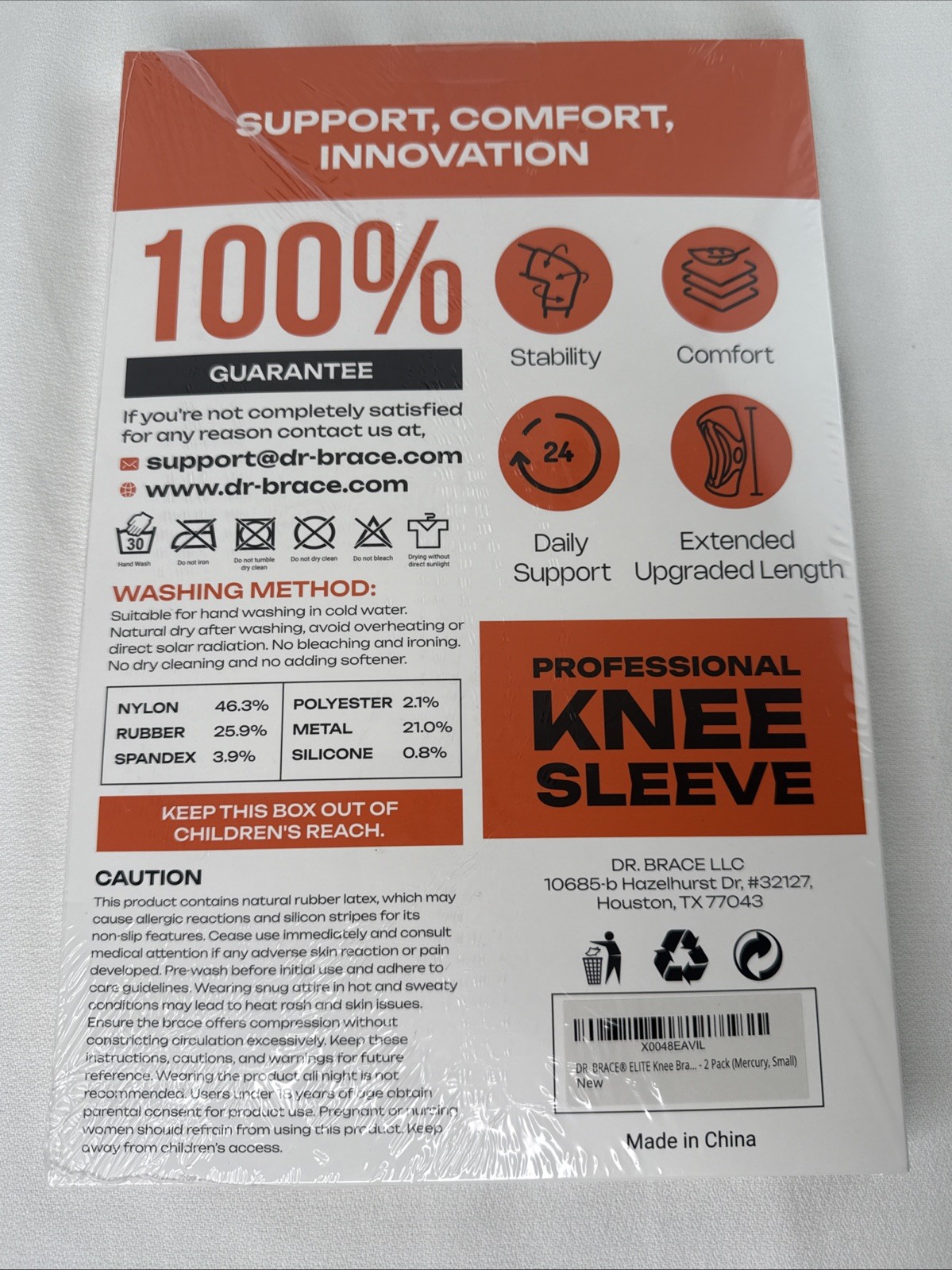 2 Pack Small DR. BRACE Professional Knee Sleeve with Side Stabilizers