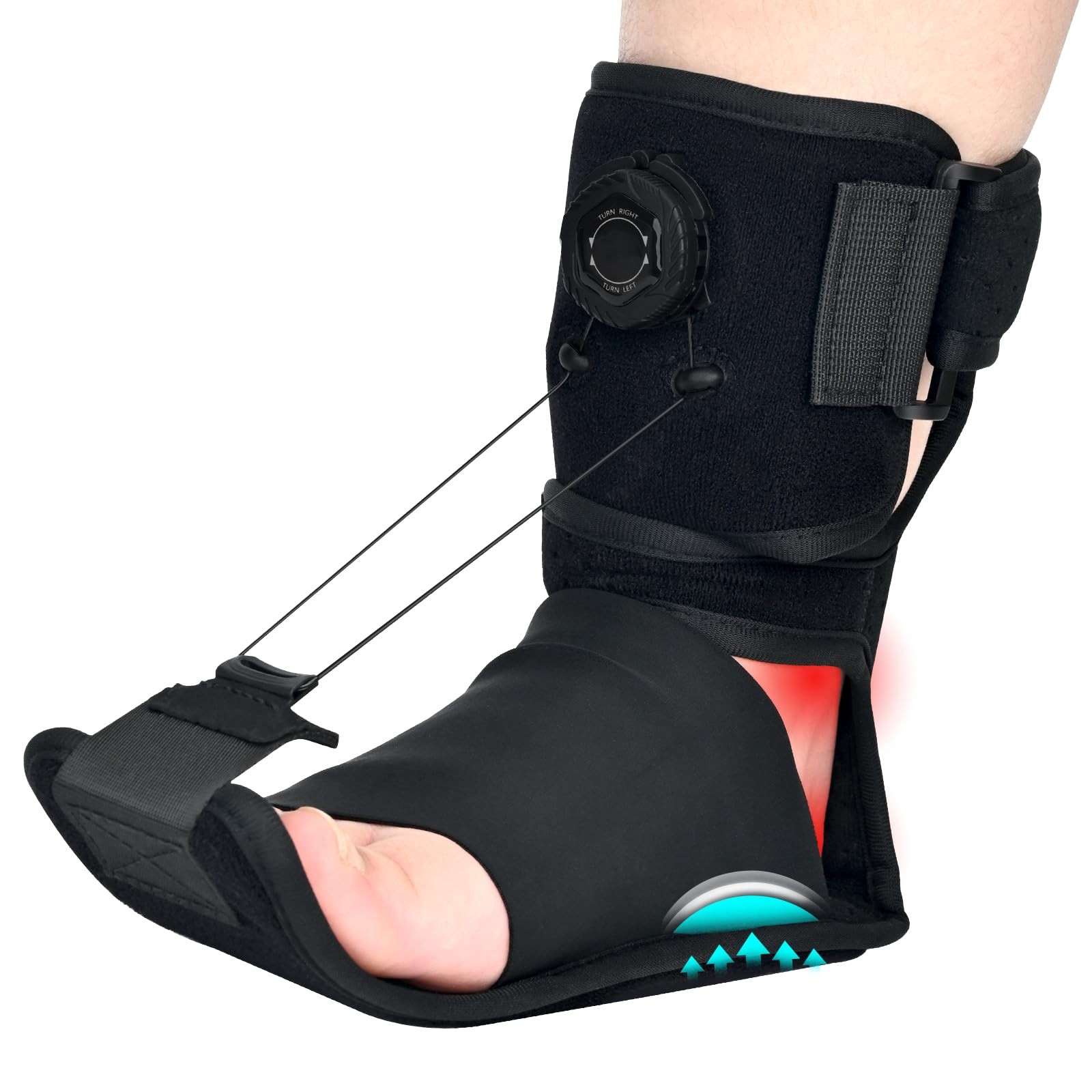 Supurelax Plantar Fasciitis Night Splint, Knob-Lock One Size, Black
