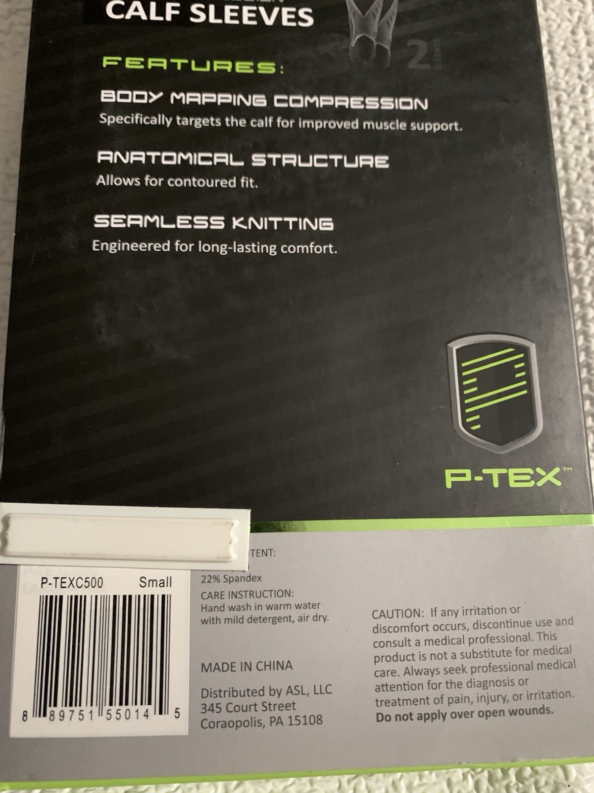 P-TEX ** PRO KNIT COMPRESSION CALF SLEEVES **P-TEXC500” Small Pair **BLACK*NEW**