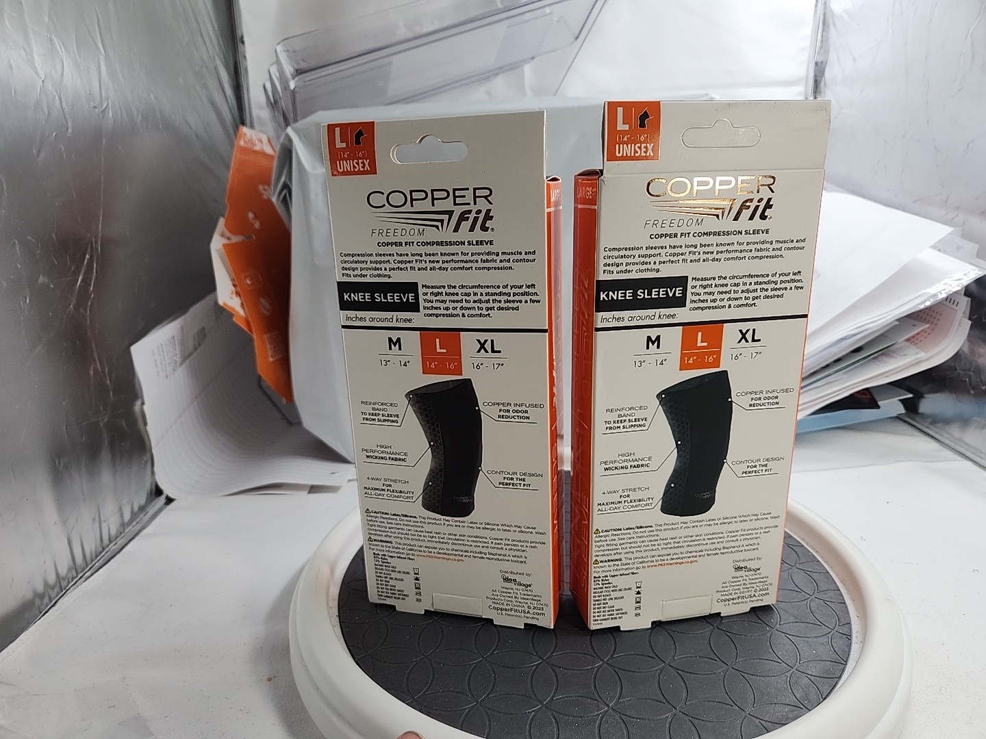 Copper Fit Freedom (Size L) Copper Infused Compression Knee Sleeve New 2 Pack