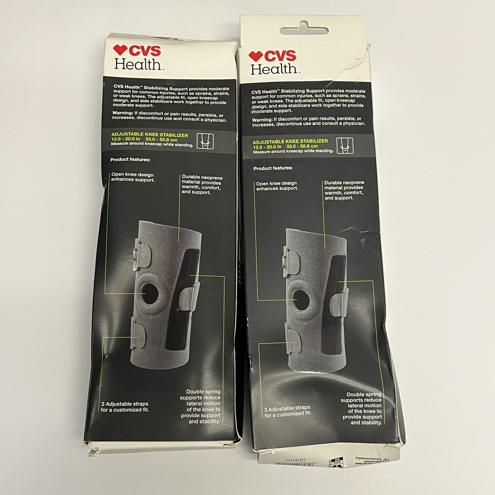 2 CVS Adjustable Stabilizing Knee Support One Size Fits Most NEW