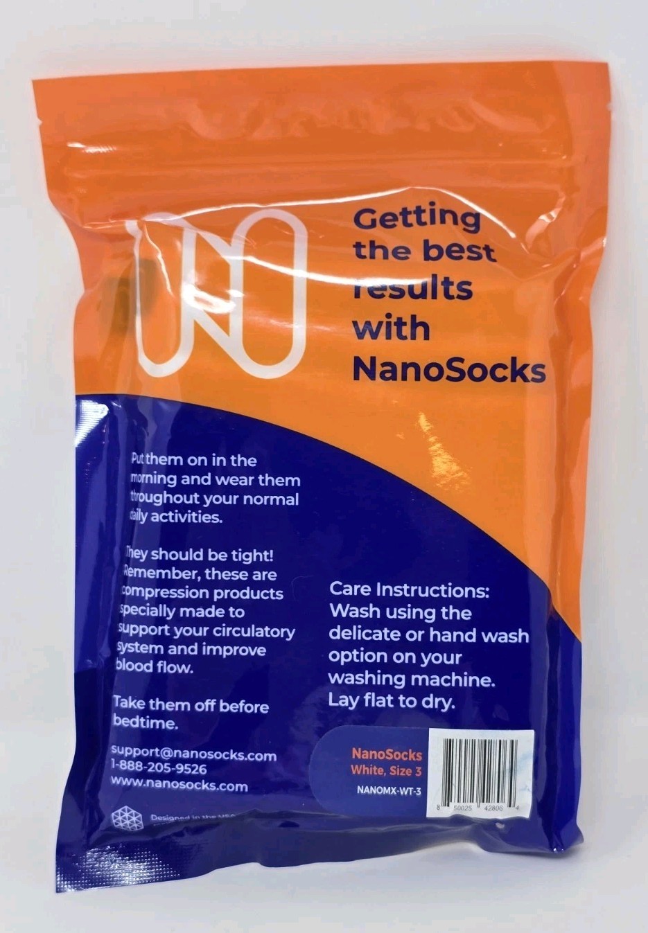 Nanosocks Socks 3D Nano-Weave Technology Nanomx-WT-3 White Size 3 NEW