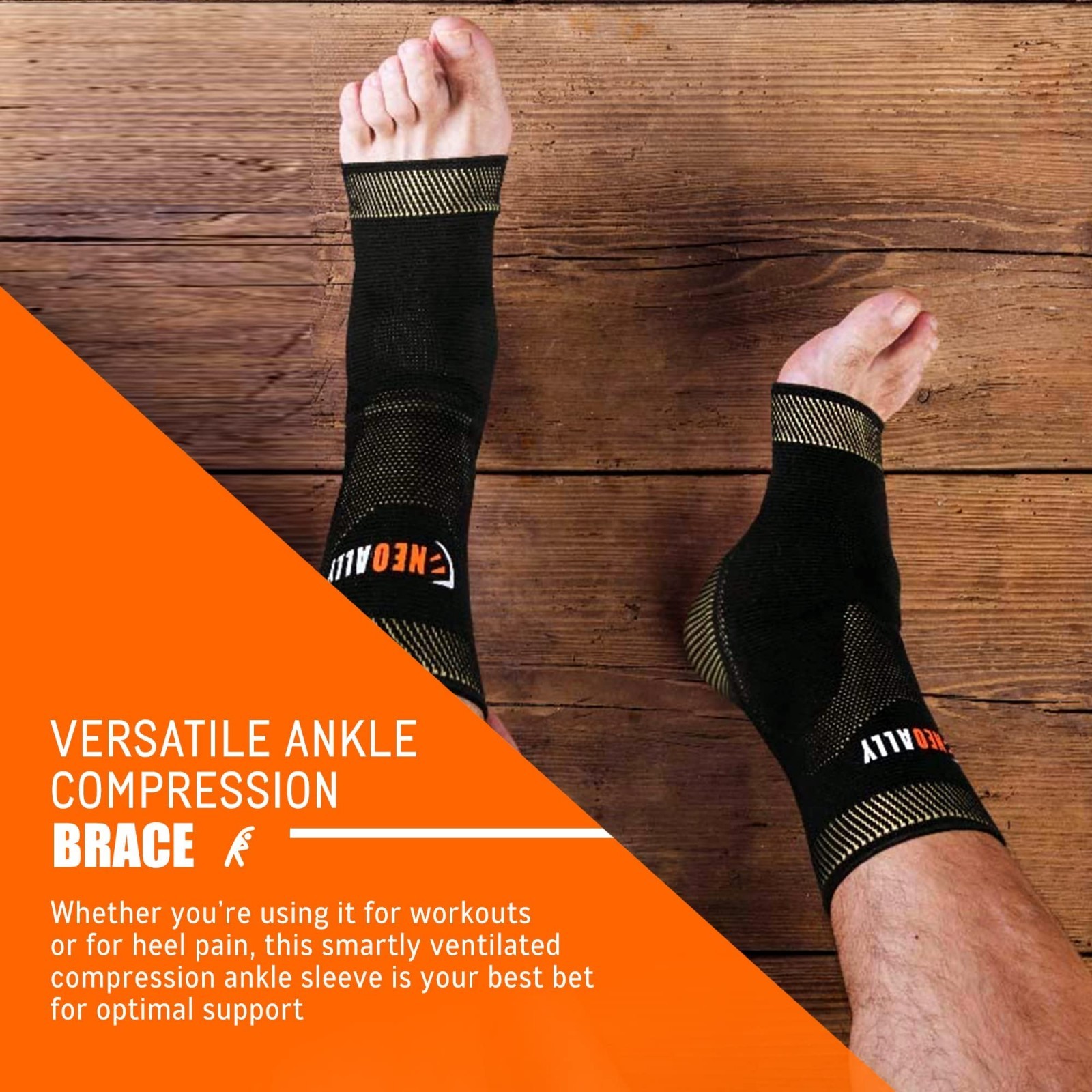 Copper Ankle Brace Compression Sleeve with Gel Pads for Foot Pain & Sprains, Med