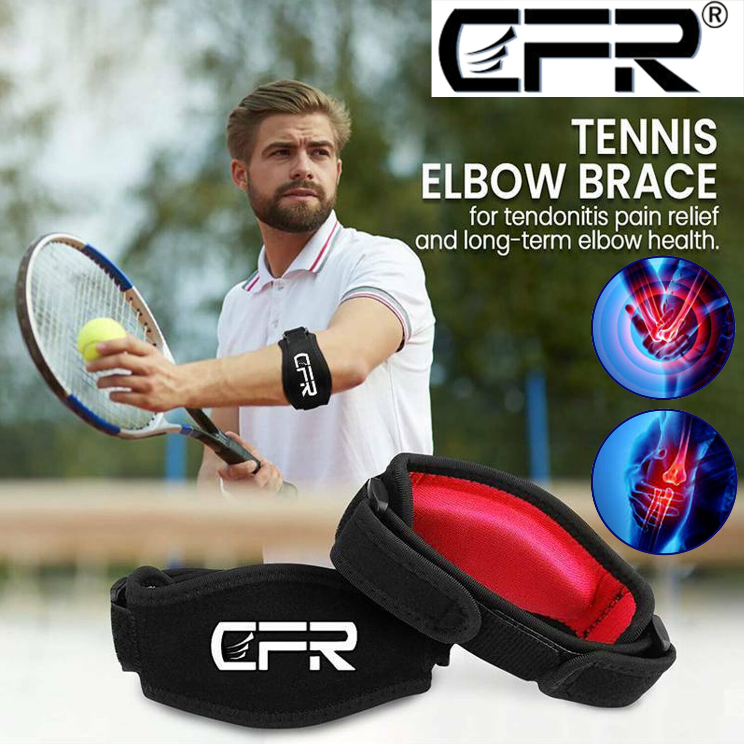 Tennis Elbow Brace Support Arthritis Tendonitis Golfer Arm Joint Pain Pad Strap