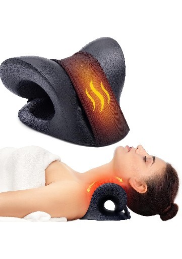 Neck Stretcher for Neck Pain Relief, Heated Cervical Traction Device Pillow