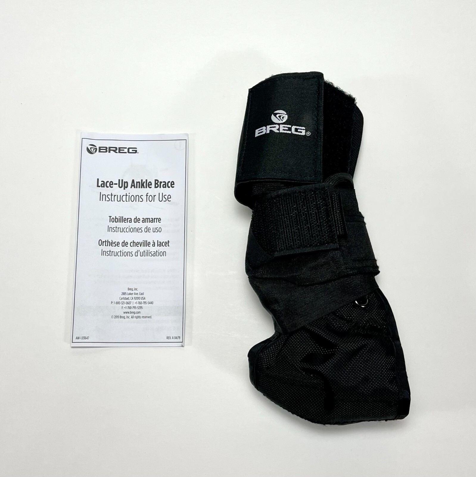 Breg Lace Up Ankle Brace With Stays 100622-005 Size XXS Black New