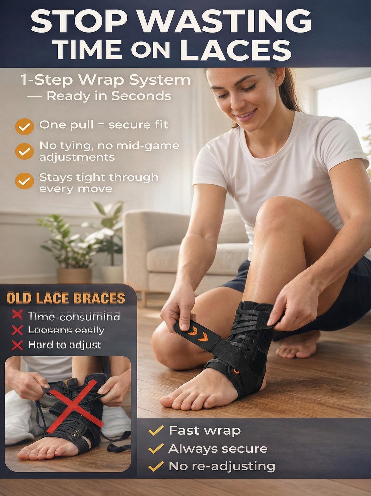 3D Wrap Stability Ankle Brace for Men and Women, Quick-Adjust Figure 8 Ankle …