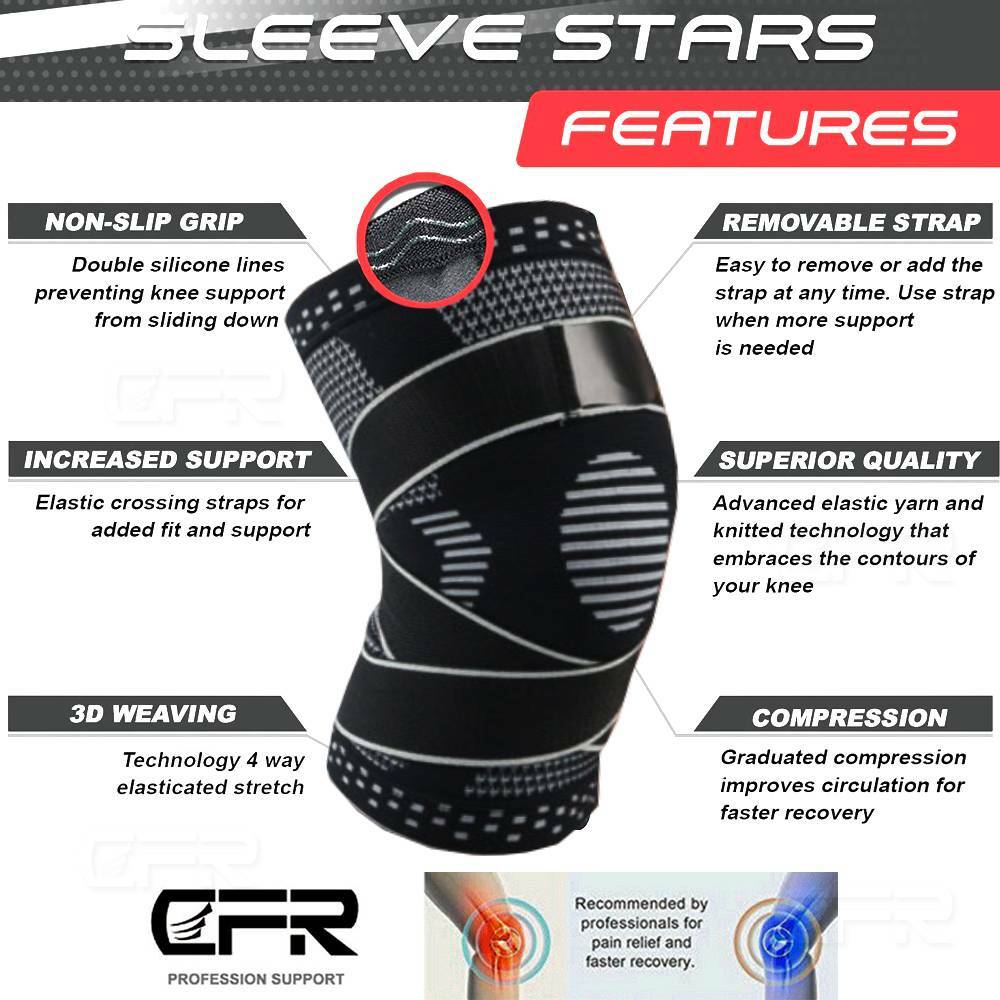 Knee Support Brace Copper Compression Sport Joint Pain Arthritis Relief Sleeves