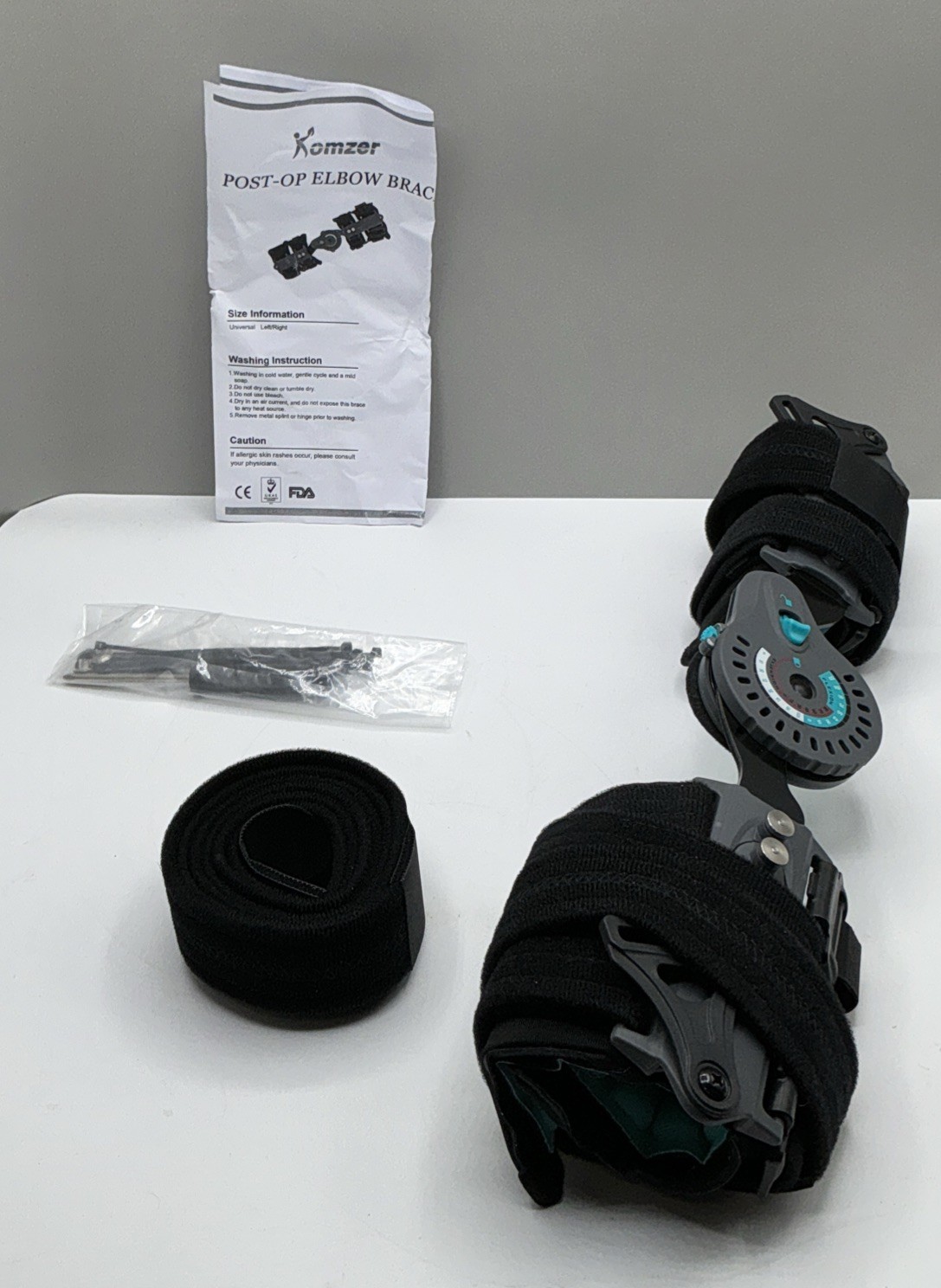 Hinged ROM Elbow Brace, Adjustable Post-Op Splint Stabilizer Left 2974N