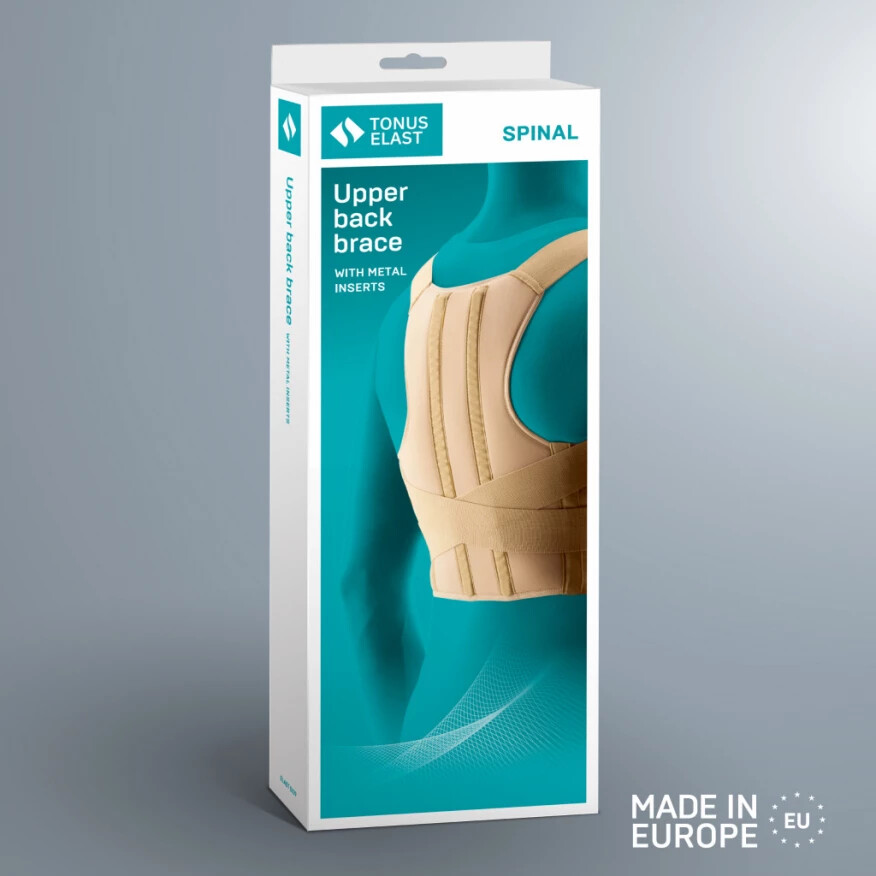 Medical elastic posture corrector for the thoracic spine, with metal inserts