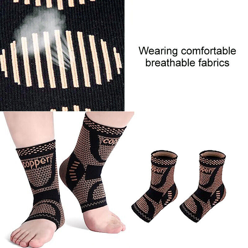 Copper Infused Ankle Support Compression Sleeve for Pain Relief Sprained Ankle–