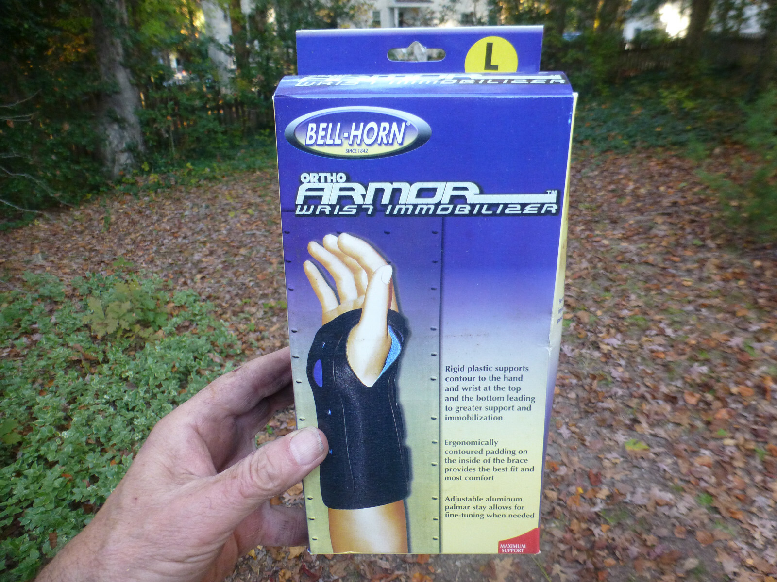 Bell-Horn Large Leftt Ortho Armor Wrist Immobilizer Black Maximum Support Brace