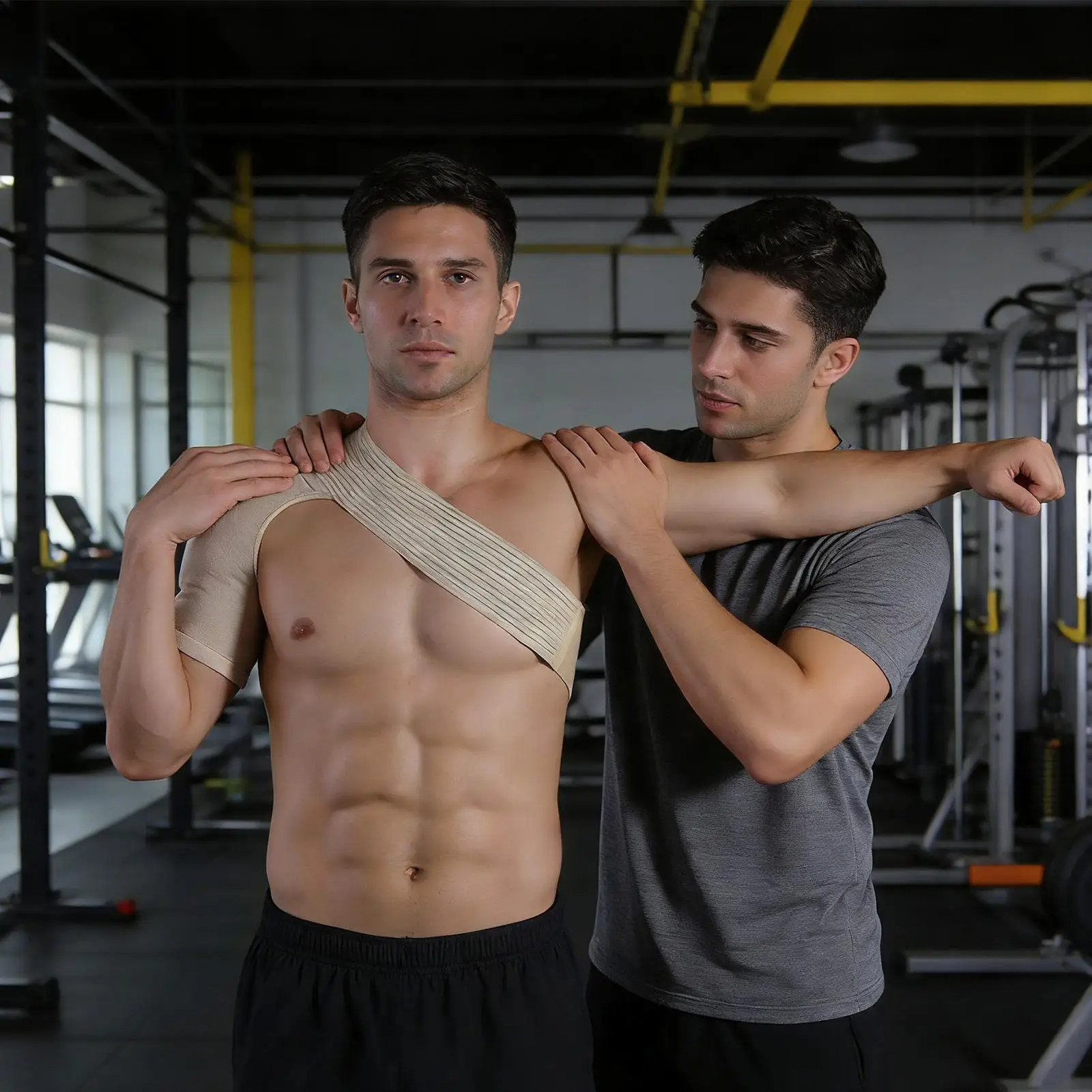 Shoulder Brace for Men Adjustable Compression Sling Sleeve Shoulder Stabilizer B