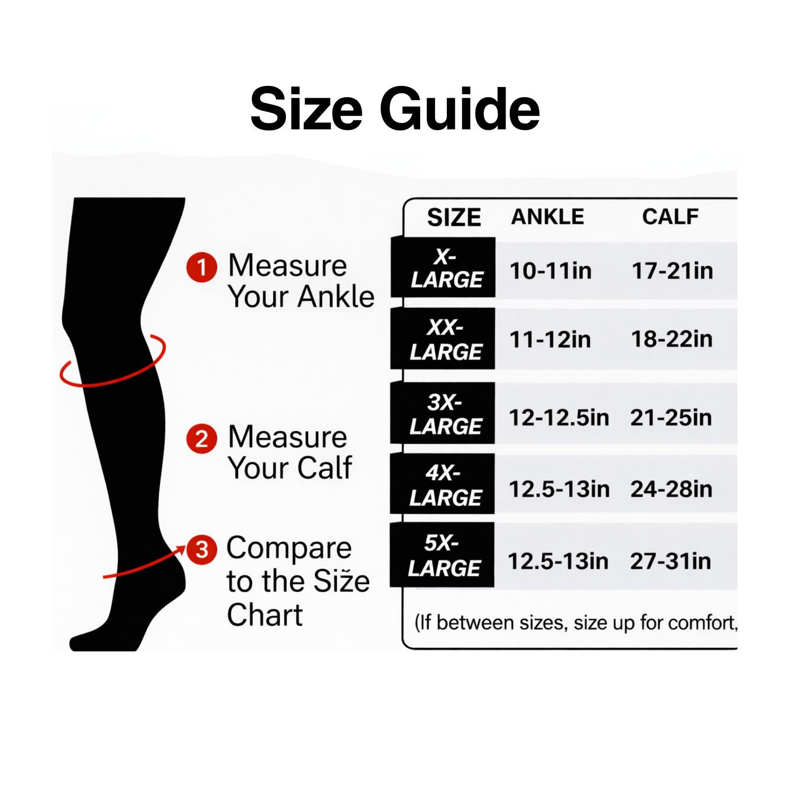 Black Graduated Compression Socks 3 Pr Stockings Medical Relief Knee XL – XXL