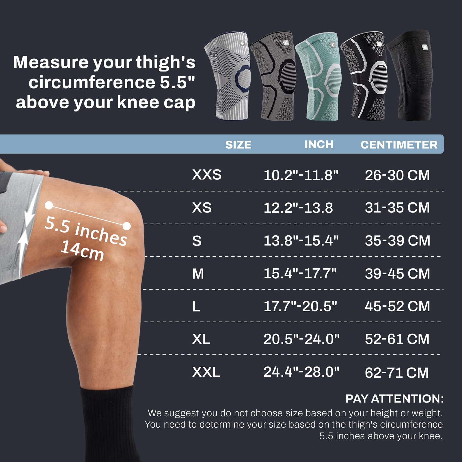 GOOGAH Knee Brace for Women Men – Compression Sleeve XX-Large, Blackgray