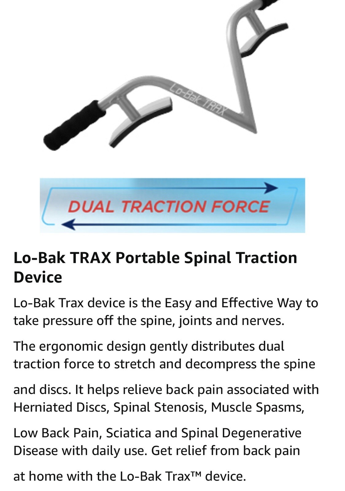Lo-Bak Trax Portable Spinal Traction Device w/ Instructional DVD AS SEEN ON TV