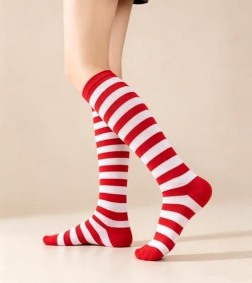 Knee High Socks for Women Men Bright Red