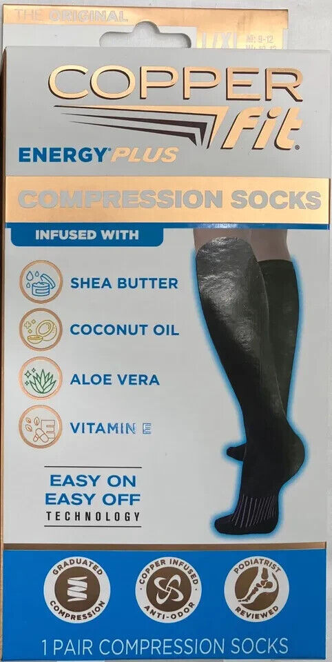 1 Pair Copper Fit Energy Plus Compression Socks Knee High Large/XL