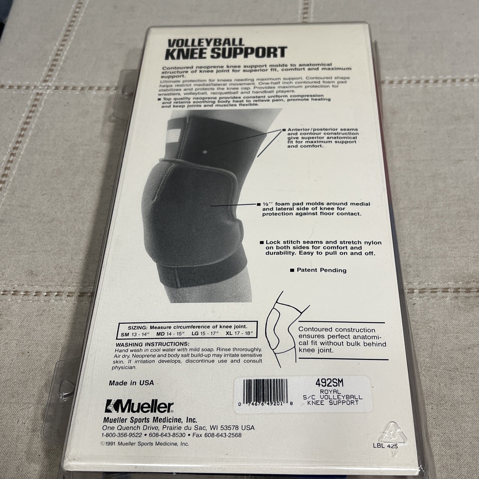 Vintage Mueller Sport Care Volleyball Knee Support Brace New In Package Sz Small