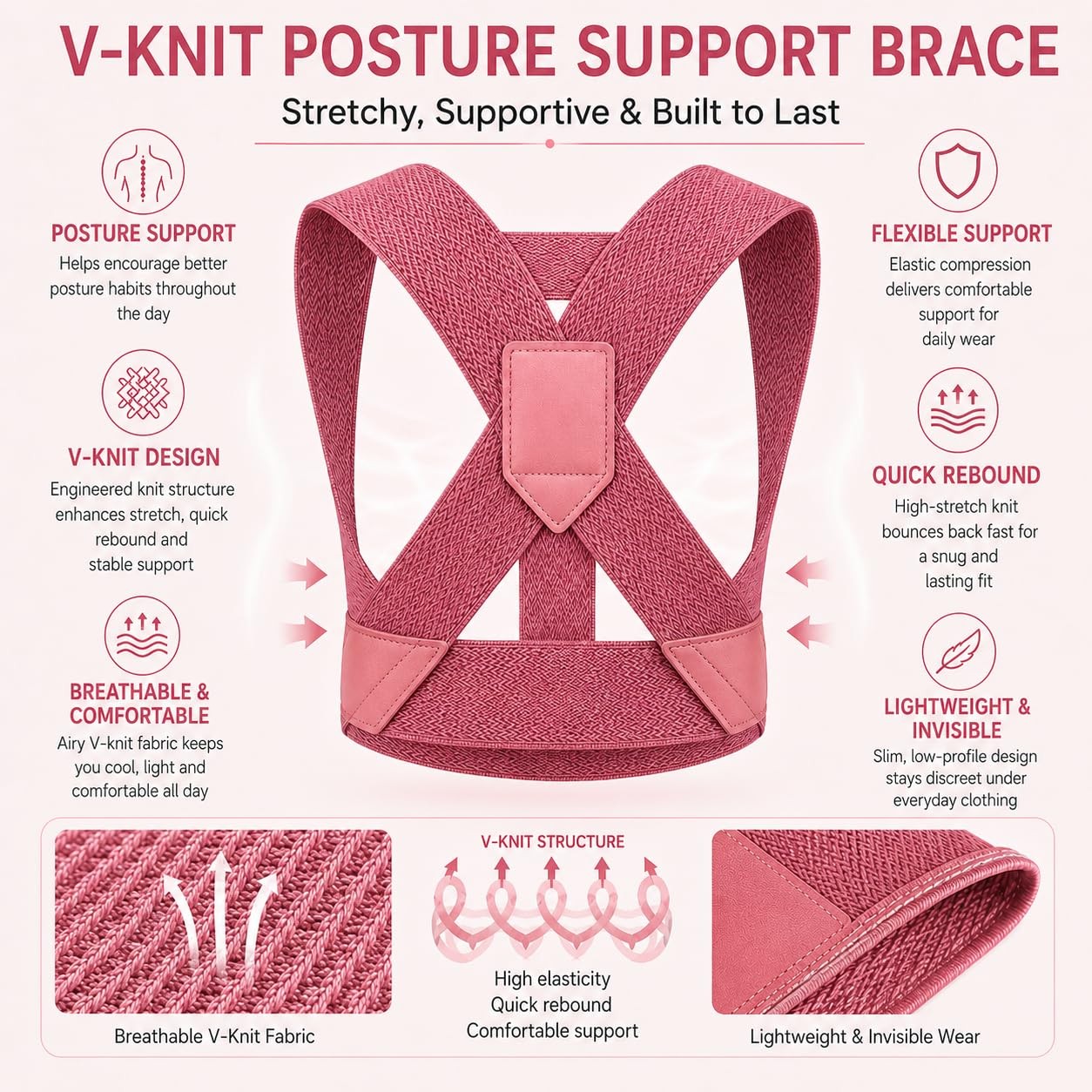 Back Brace Posture Corrector for Women, Adjustable Shoulder Support Strap, In…