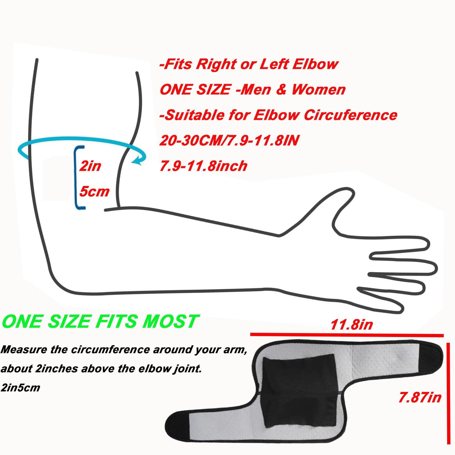 A Adjustable Unisex Elbow Support, Black