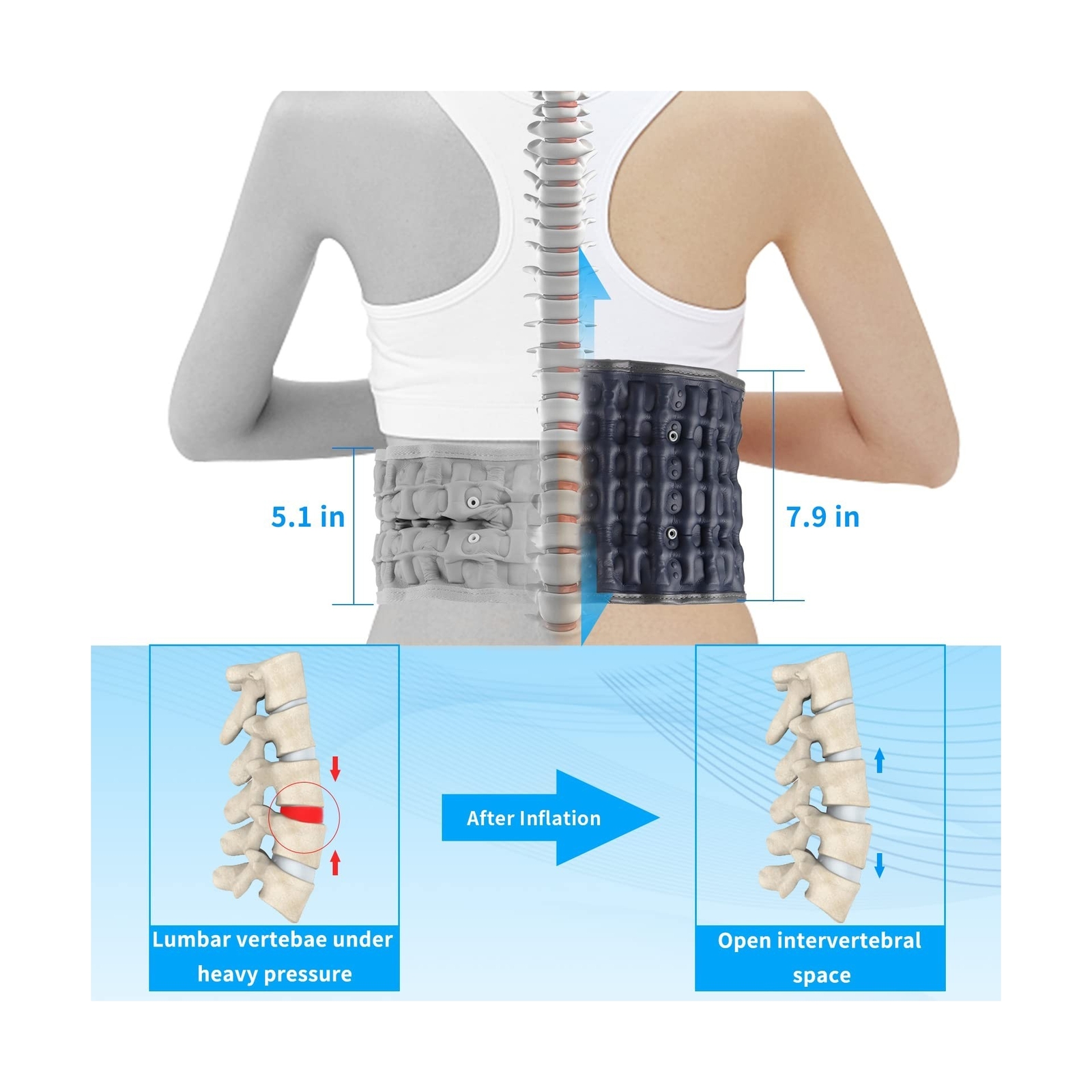 6xigouma Decompression Back Belt – Lumbar Support Belt for Men & Women Lower …