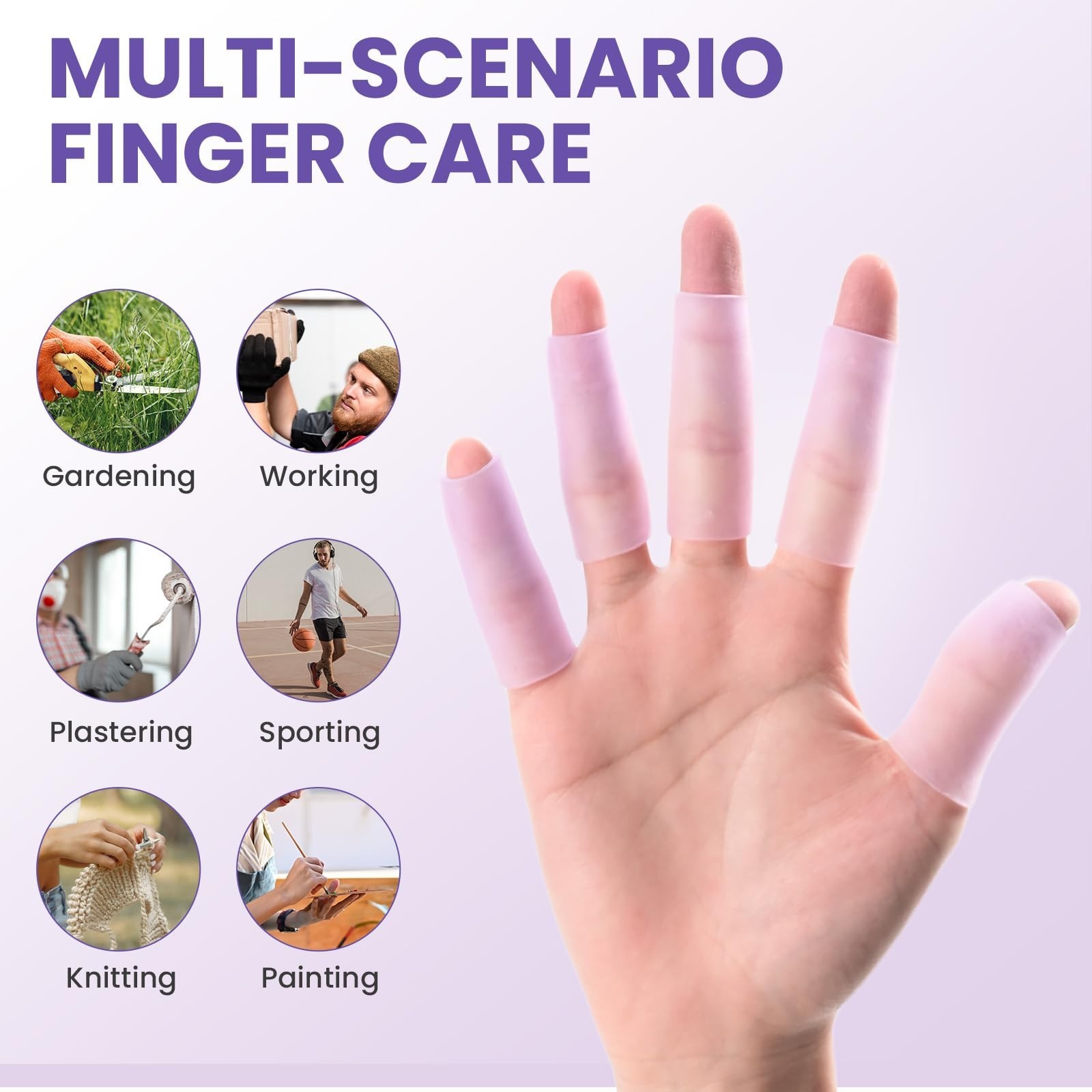 20 PCS Gel Finger Sleeve Protectors – Silicone Cots for Cracking, Corns, Blister